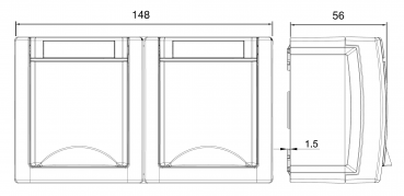 Preview: ViKO Pacific - Ein/Ausschalter mit LED + Steckdose (Waagerecht) IP54